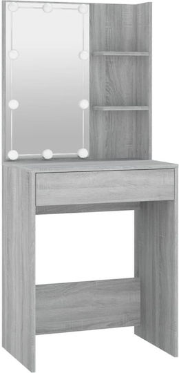 Floor-Standing Makeup Dressing Table Wooden Grey with Mirror 60x40x140cm