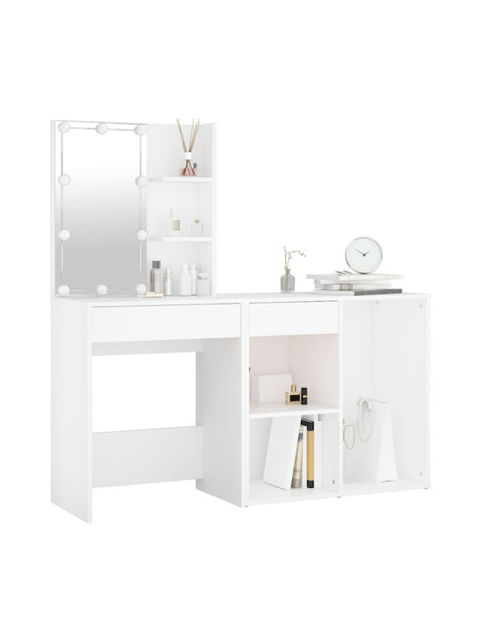 Wooden Makeup Dressing Table White with Mirror 80x40x75cm