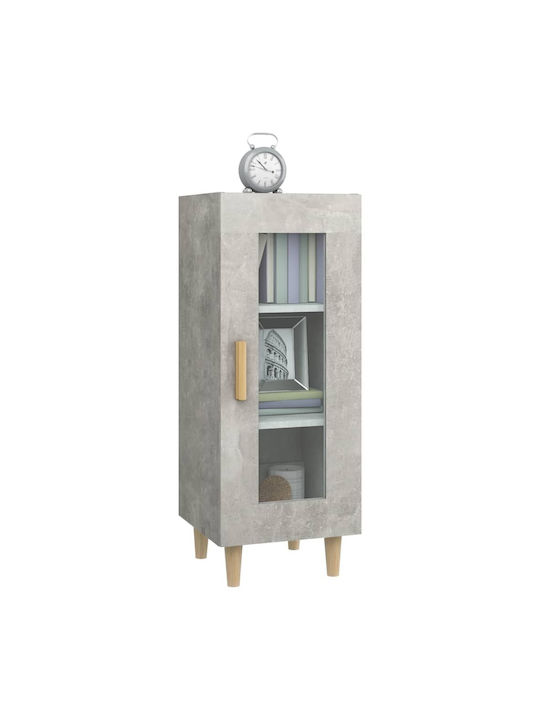 Living Room Display Cabinet Made of Particle Board with Grey Concrete Glass 34.5x34x90cm