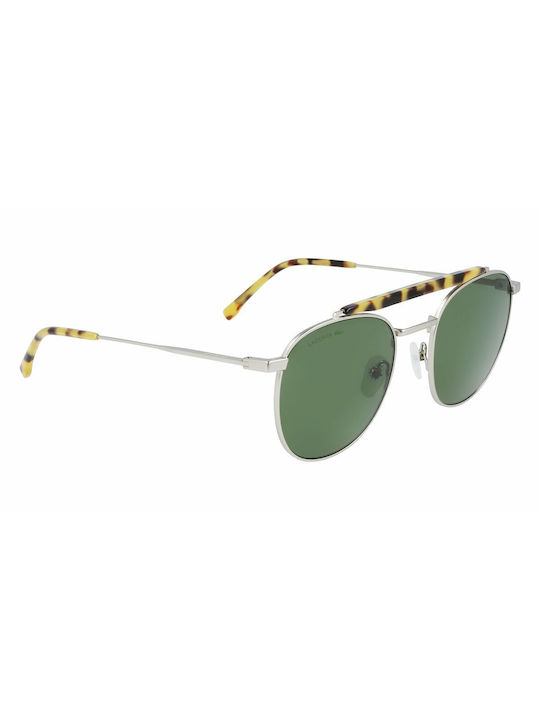 Lacoste Men's Sunglasses with Silver Frame and Green Lens L241S-045
