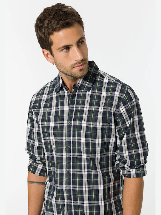 TIFFOSI Long-sleeved plaid shirt 100%cotton green