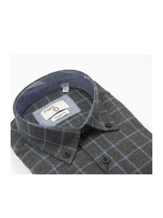 FREEMAN MEN'S SHIRT B/M PLAID GREY BLUE ALFI-1 GREY