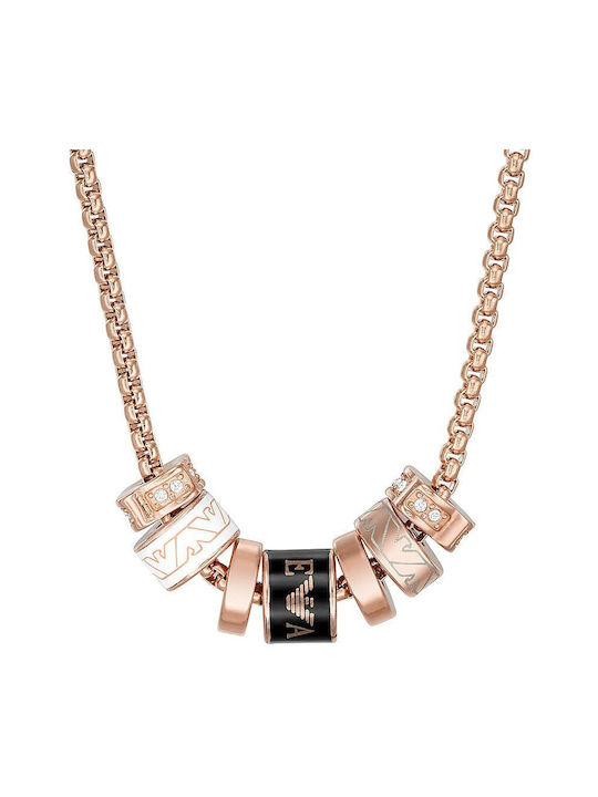 Emporio Armani Necklace from Pink Gold Plated Steel with Zircon