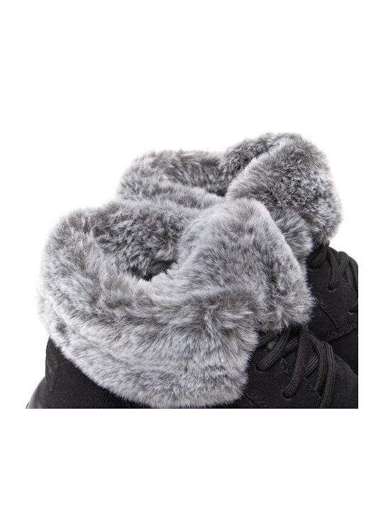 On The Go JoyPlush Dreams Suede Women's Ankle Boots with Fur Black