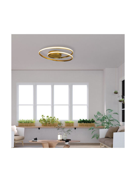 Inlight Μοντέρνα Μεταλλική Πλαφονιέρα Οροφής με Ενσωματωμένο LED σε Χρυσό χρώμα 45cm
