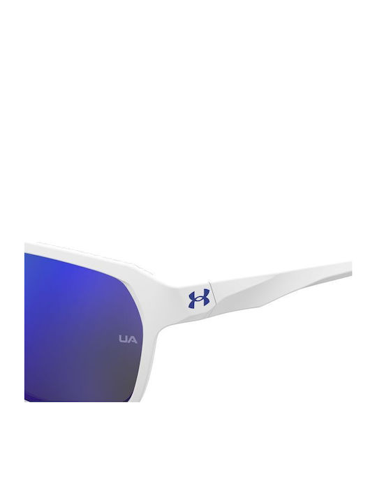 Under Armour Men's Sunglasses with White Plastic Frame and Blue Mirror Lens UA Dominate WWK/W1