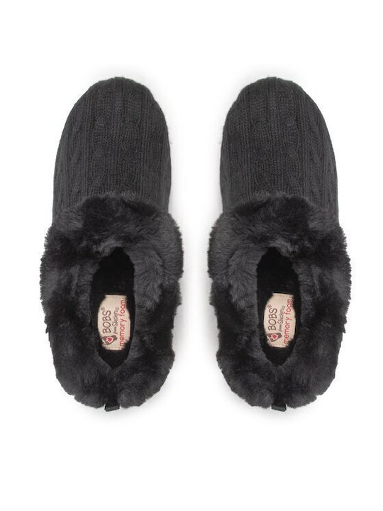 Skechers Winter Women's Slippers with fur in Black color