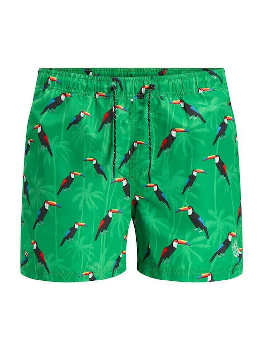 Crete Men's Swimwear Shorts Green with Patterns