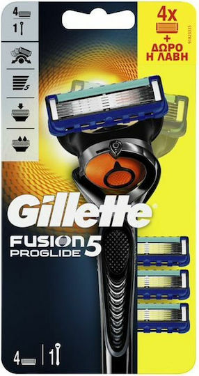 Gillette Fusion5 ProGlide Razor cu Capete de schimb 4 lame și bandă lubrifiantă 4buc
