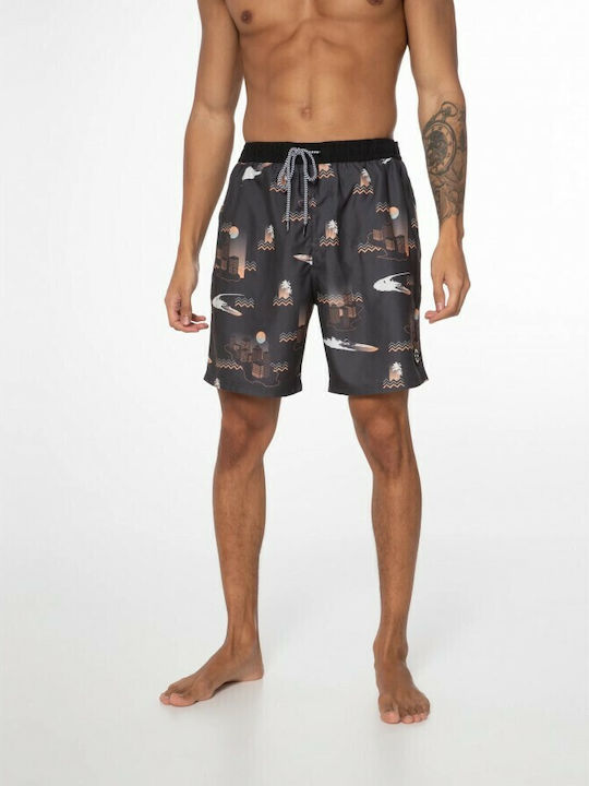 Men's Swimwear Bermuda Deep Grey with Patterns
