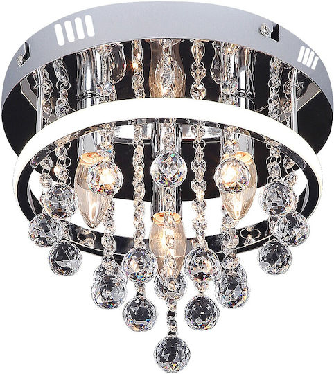 Rabalux Pallas Ceiling Mount Light 30cm Silver with Socket E14 with Crystals