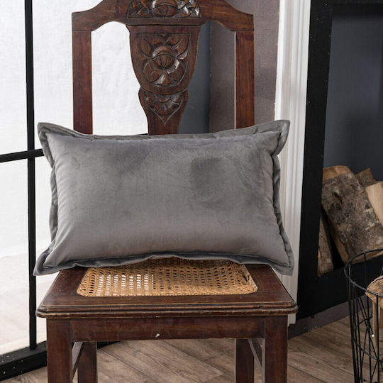 Teoran Μαξιλάρι Καναπέ Velvet 11 Silver 30x50εκ.