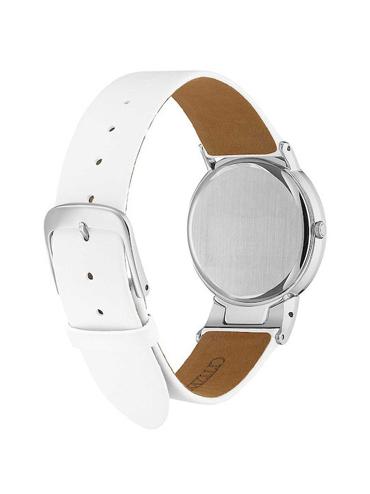 Citizen Eco-Drive Elegance Watch with Leather Strap White