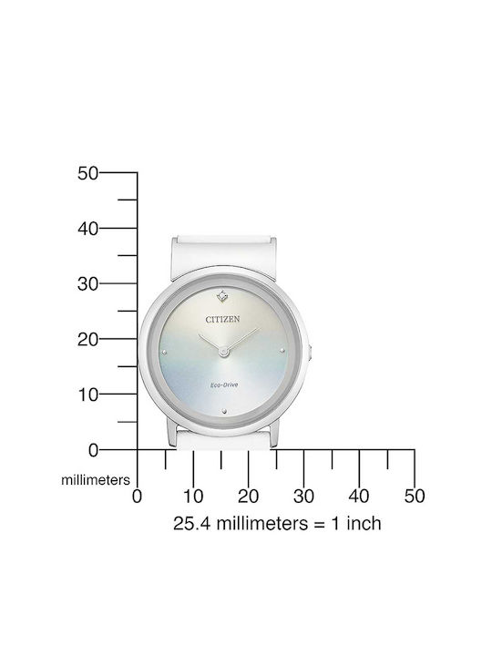 Citizen Eco-Drive Elegance Watch with Leather Strap White