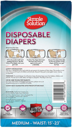 Simple Solution Disposable Diapers Female Hundewindeln Mittel 38 - 58cm 12Stück