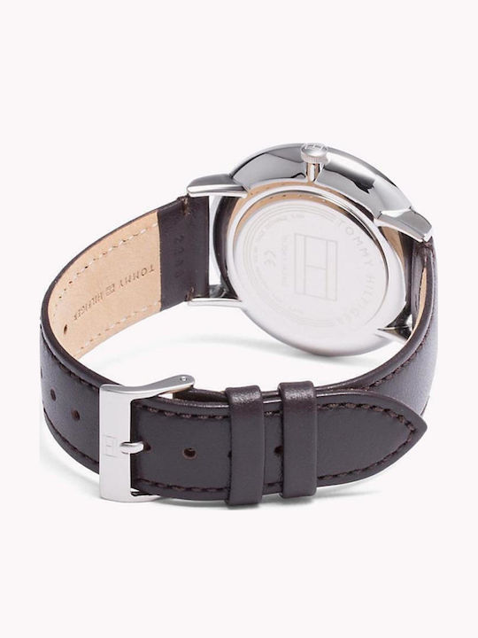 Tommy Hilfiger Brooklyn Herrenuhr 40mm Chronograph Batterie mit Braun Lederarmband