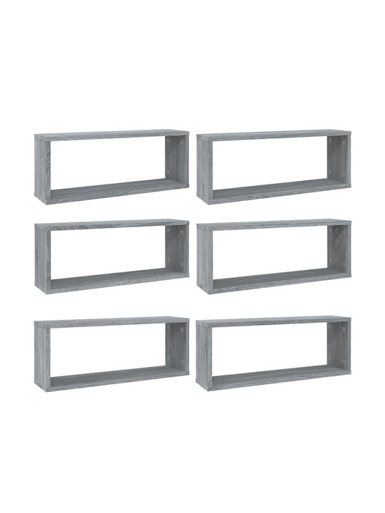 Shelves Wall Grey 6pcs 60x15x23cm