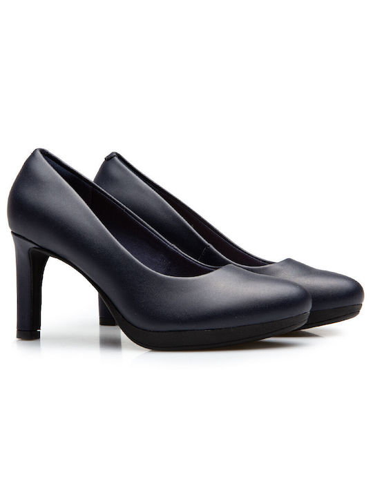 Anatomic Leather Pointed Toe Stiletto Navy Blue High Heels Ambyr Joy