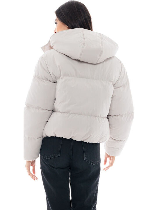 Women's Short Puffer Jacket for Winter with Hood Ice