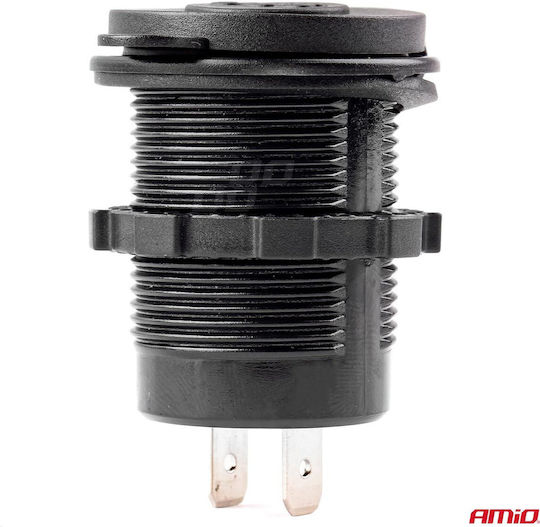 AMiO Πρίζα με 2 Θύρες USB 12/24V 3.0A Φ37x51mm