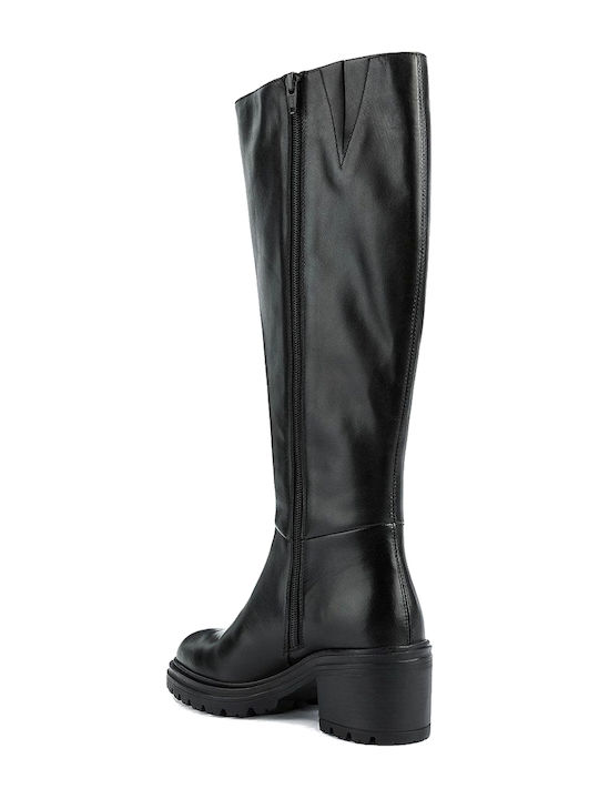 Anatomic Leather Medium Heel Women's Boots with Zipper Damiana Black