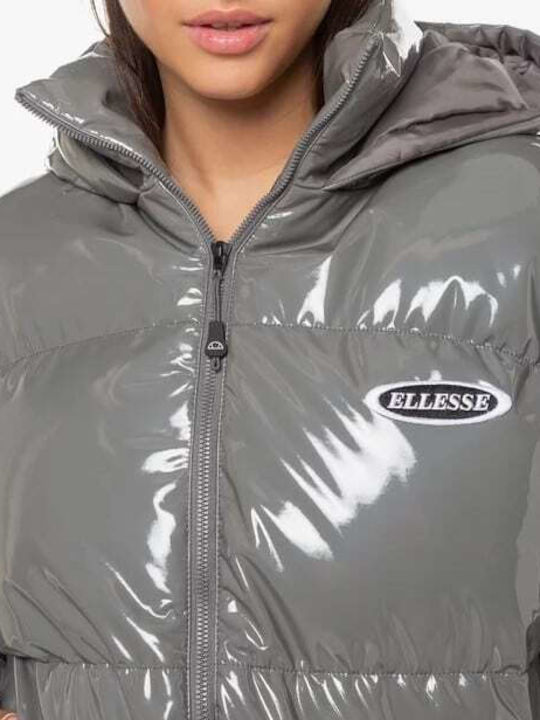 Petulia Women's Short Puffer Jacket for Winter with Hood Gray