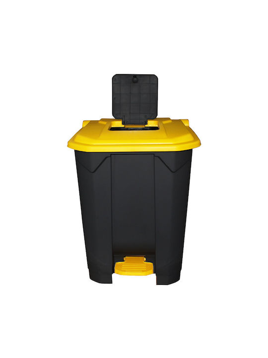 Coș De Gunoi Din Plastic Cu Pedală Negru - Galben 50lt