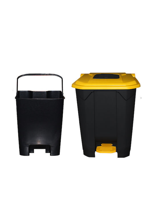 Coș De Gunoi Din Plastic Cu Pedală Negru - Galben 50lt