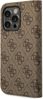 Guess 4G Vintage Gold Logo Plastic Book Brown (iPhone 14 Pro)