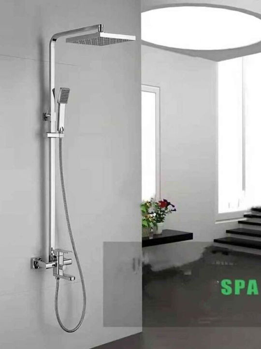 P-304 Adjustable Shower Column with Mixer 85-124 Silver