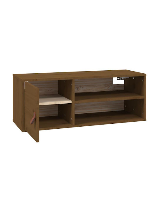 Wall-Mounted Living Room Cabinet Made of Solid Wood Natural - Honey 80x30x30cm