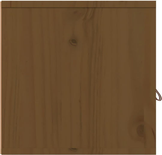 Wall-Mounted Living Room Cabinet Made of Solid Wood Natural - Honey 80x30x30cm