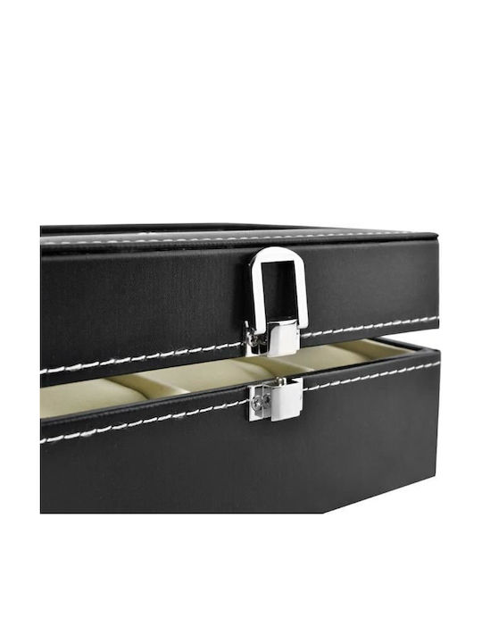 Cb cases Leather Case with transparent lid for 3 watches in Black color 00008513