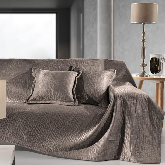 Guy Laroche Avon Ριχτάρι Τριθέσιου Καναπέ Βελουτέ 170x300εκ. Choco με Μαξιλαροθήκη 1133086222026