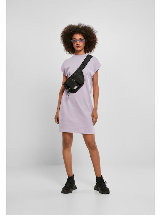 Summer Mini Athletic T-Shirt Dress Short Sleeve Purple