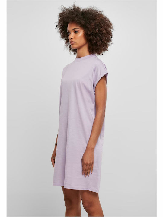 Summer Mini Athletic T-Shirt Dress Short Sleeve Purple