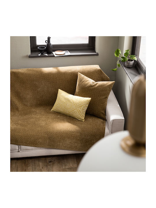 Gofis Home Three-Seater Sofa Throw 421 180x310cm 37 Gold Green