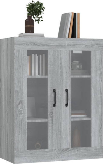 Bodenstehende Wohnzimmer Vitrine aus Spanplatte in Grau Sonoma mit Glastür 69.5x34x90cm