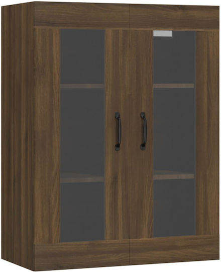 Living Room Display Cabinet Made of Particle Board with Windowed Oak 69.5x34x90cm
