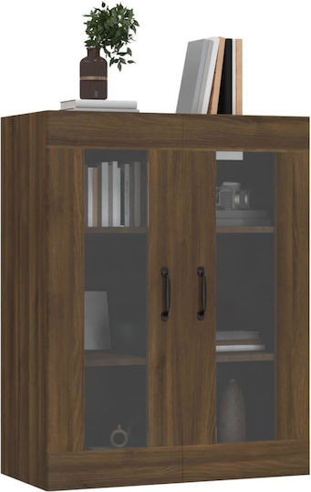Living Room Display Cabinet Made of Particle Board with Windowed Oak 69.5x34x90cm