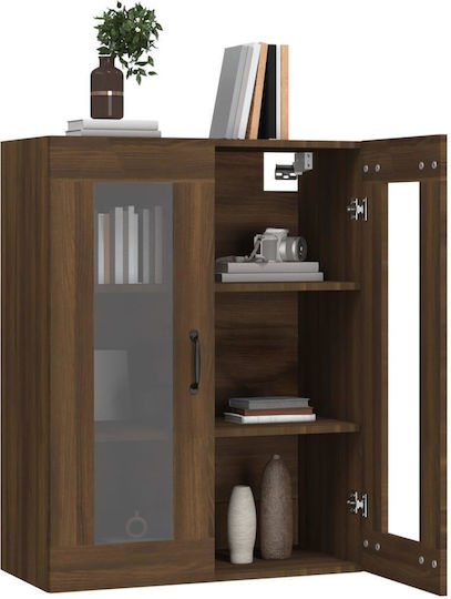 Living Room Display Cabinet Made of Particle Board with Windowed Oak 69.5x34x90cm