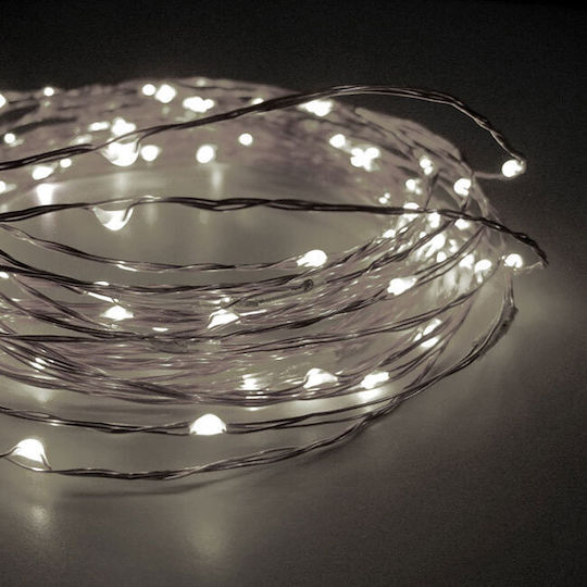 100 Lichterketten LED 10m. Kaltes Weiß Batterie in Zeichenfolge 1Stück