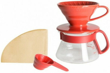 Hario V60 01 Комплект за заливане Пластмаса Червен