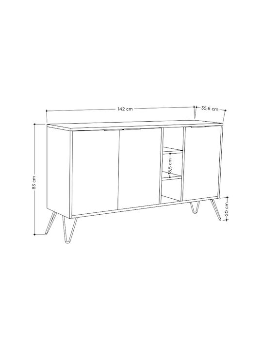 Flynn Sideboard Holz GP037-0004 1 Esche / Anthrazit 142x35.6x83cm