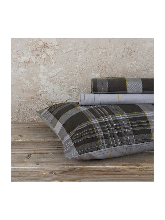 Nima Bettbezug-Set Flanell Einzelbett mit Kissenbezug 160x240 Noit Dark Gray