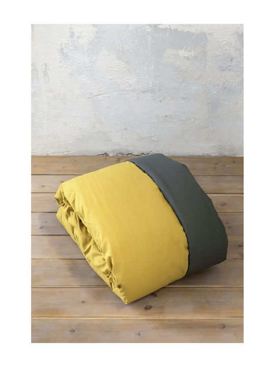 Nima Duvet Cover Set Queen with 2 Pillowcases 220x240 Abalone Dark Gray-Mustard Beige