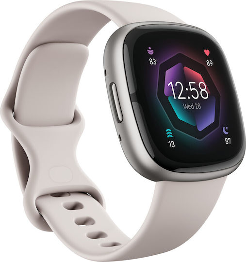 Fitbit Sense 2 Алуминий Смартчасовник с Пулсомер (Silver / White)