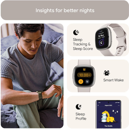 Fitbit Sense 2 Алуминий Смартчасовник с Пулсомер (Silver / White)