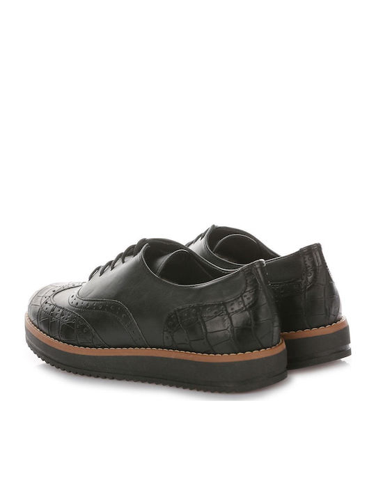 315 Γυναικεία Flatform Oxfords σε Μαύρο Χρώμα