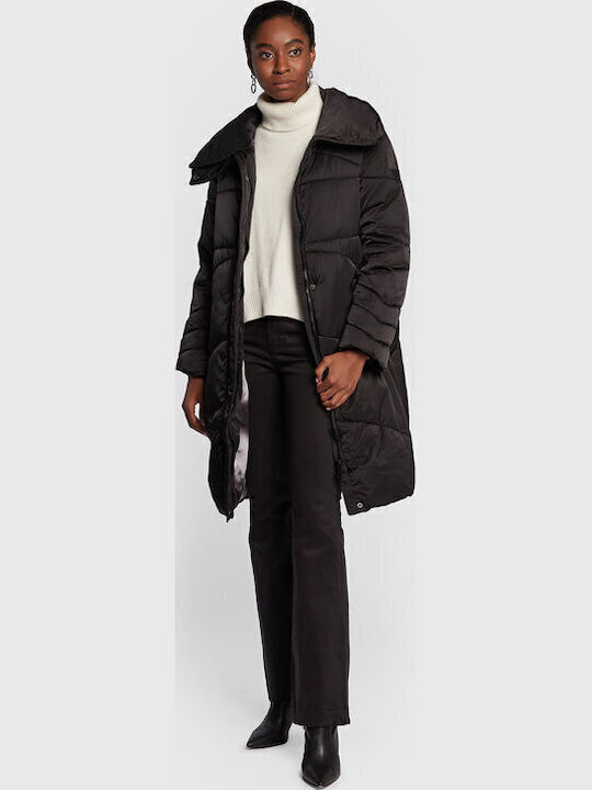 Women's Long Puffer Jacket for Winter Black